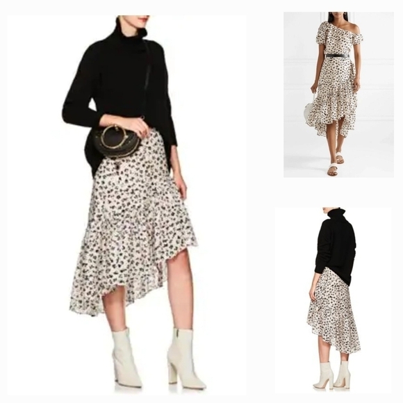 Ulla Johnson Dresses & Skirts - Ulla Johnson Skirt Pink Floral Print Ruffle Embellishment